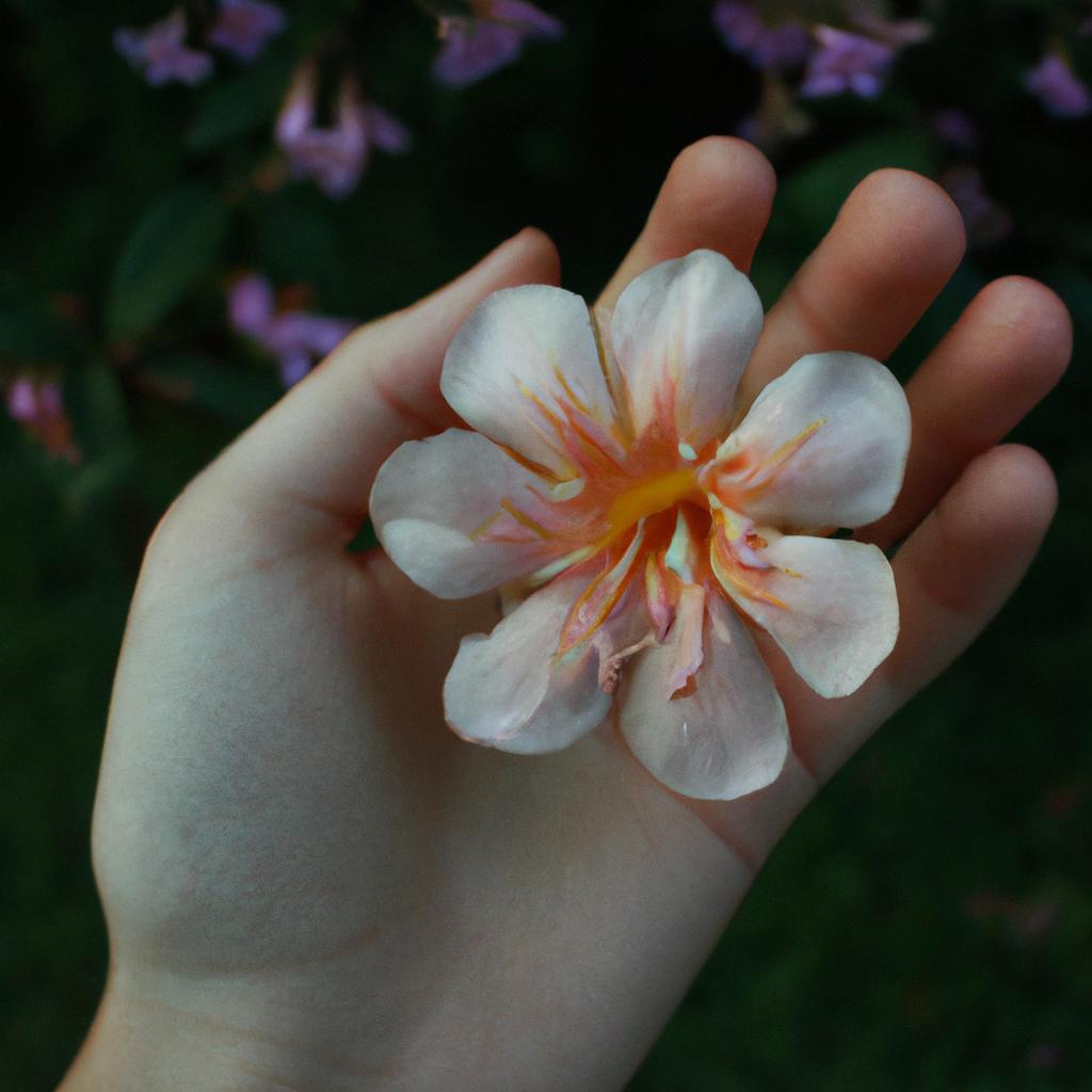 Person holding a blooming flower
