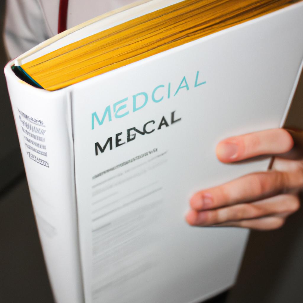 Person holding medical textbook, studying