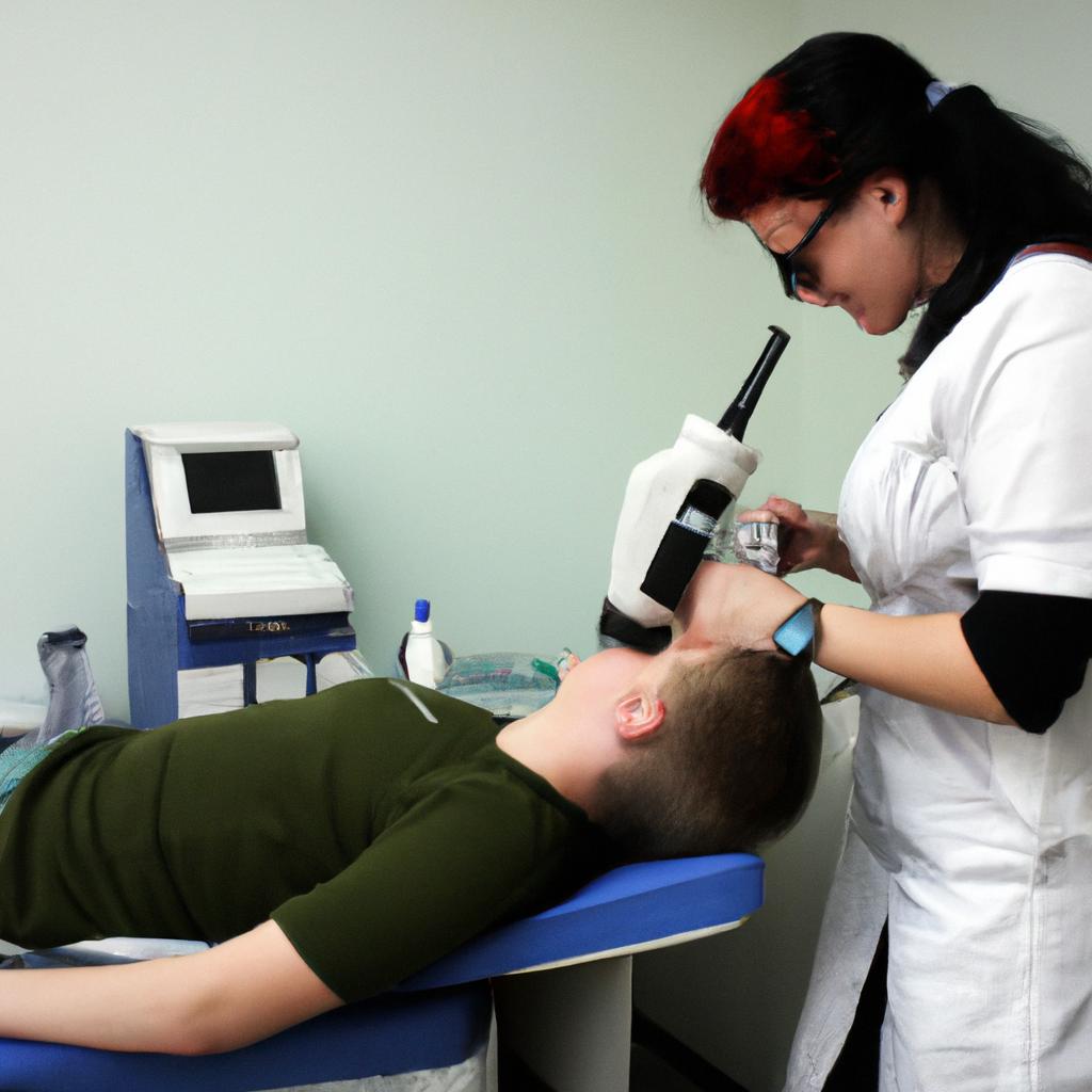 Person undergoing medical diagnostic tests