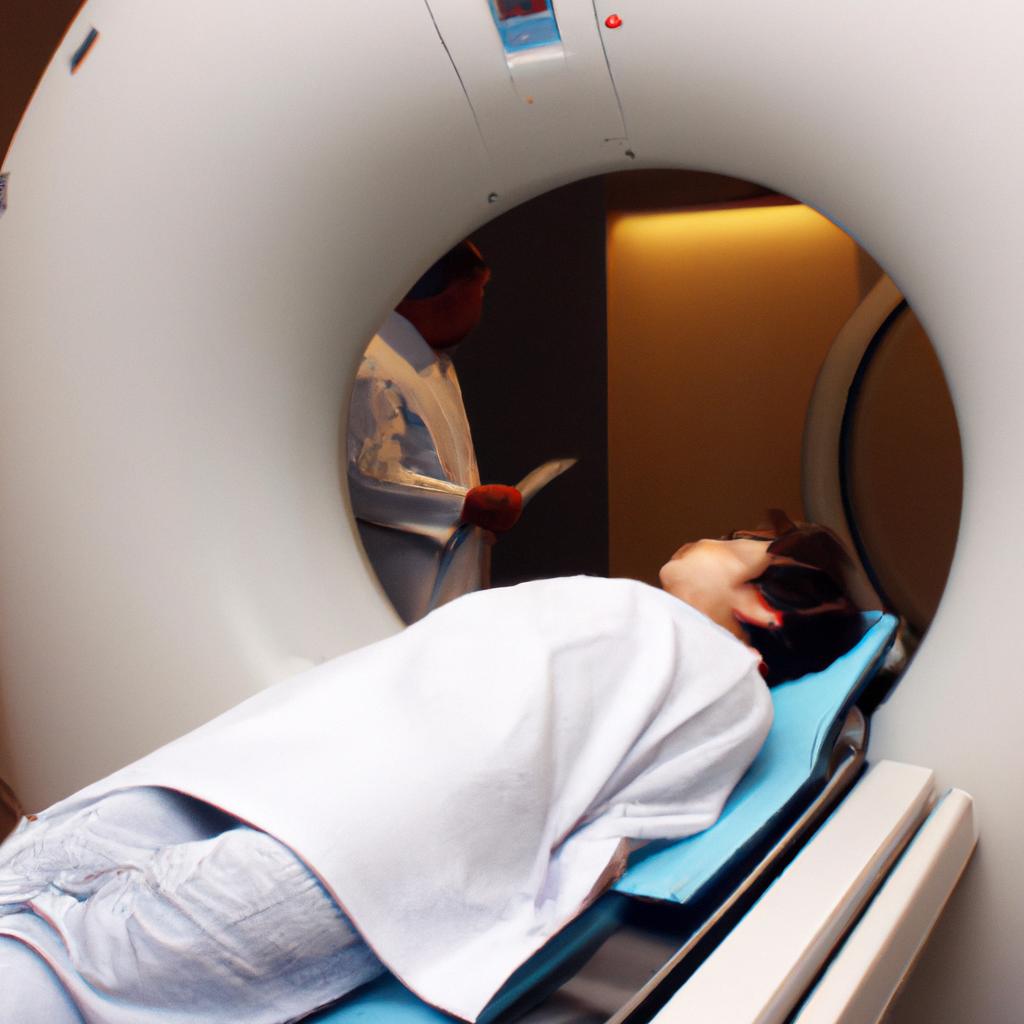 Person undergoing medical imaging tests