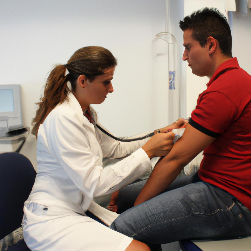 Person receiving medical check-up