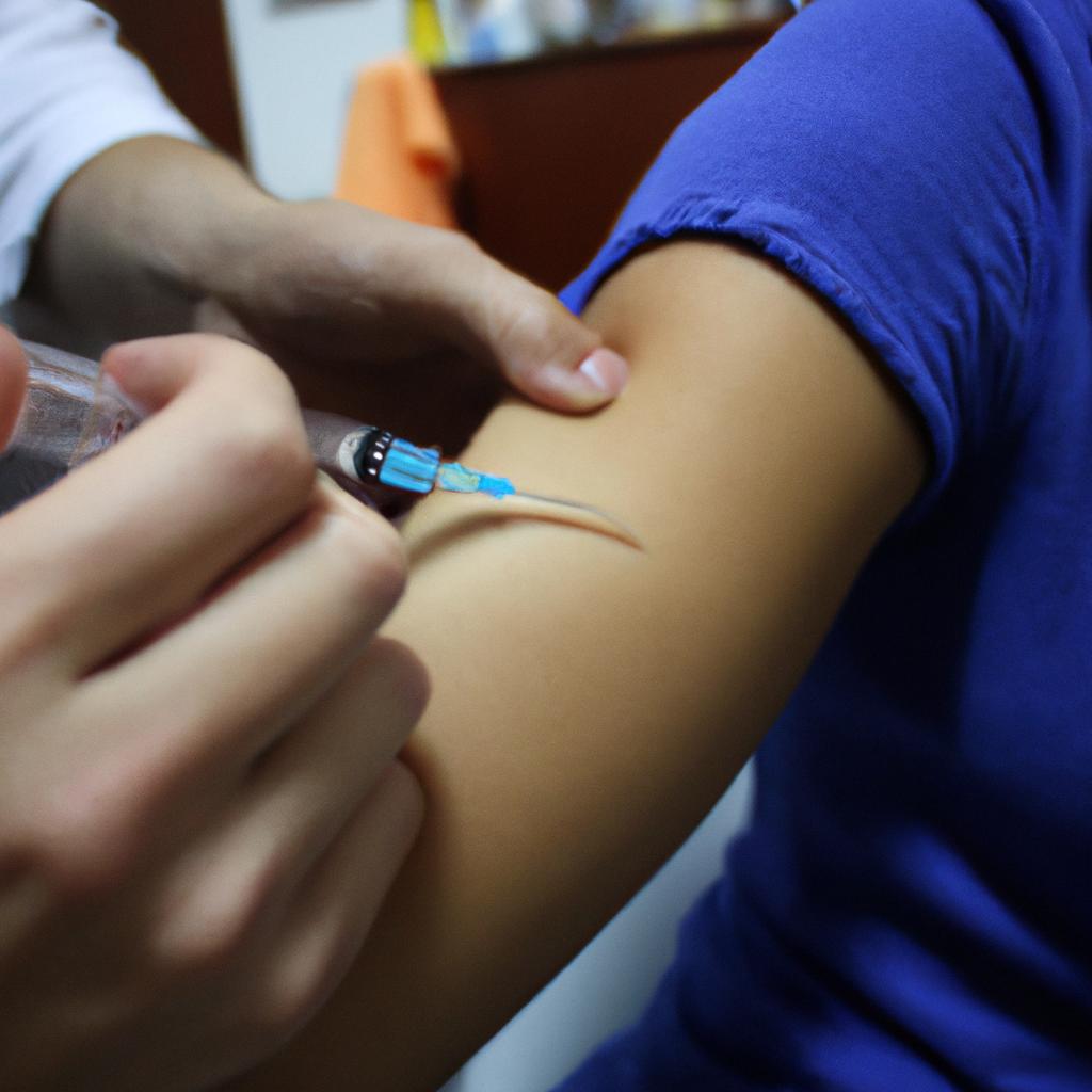 Person receiving a vaccine injection